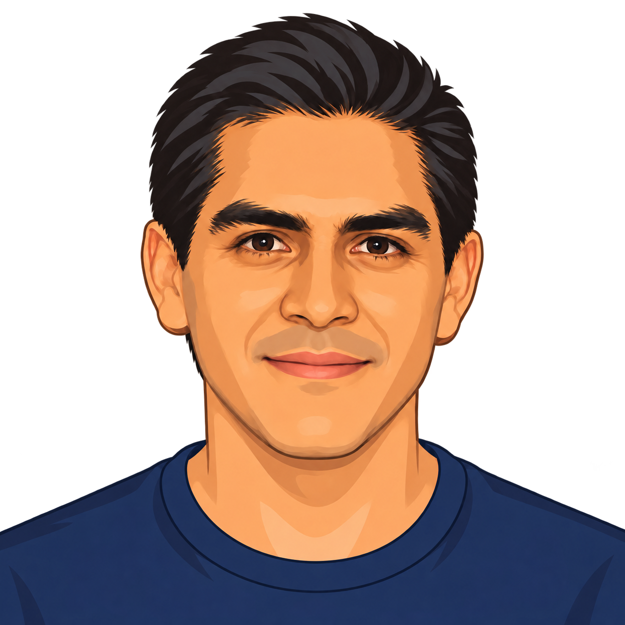 A transparent cartoon portrait of Daniel, based on the photograph he supplied.